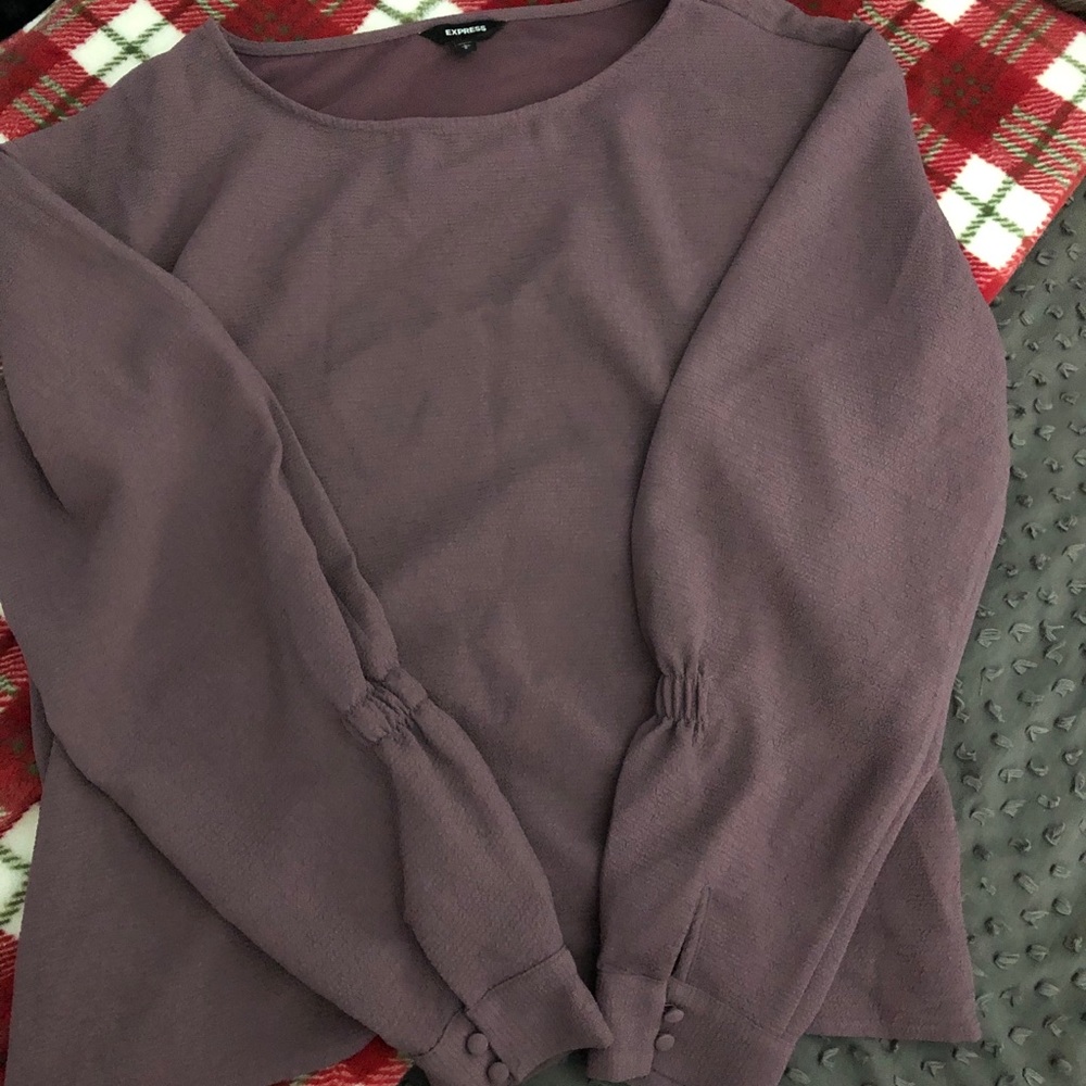 Express Long-sleeve Cinched Button Sleeved Top
